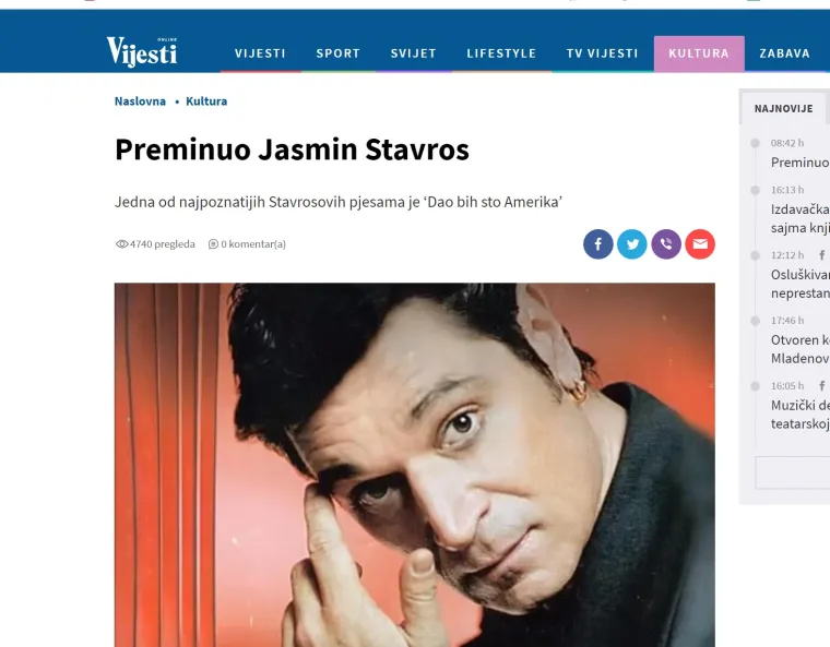 Vijest o smrti Jasmina Stavrosa odjeknula u regiji, pogledajte što pišu srpski, bosanski, crnogorski i slovenski mediji