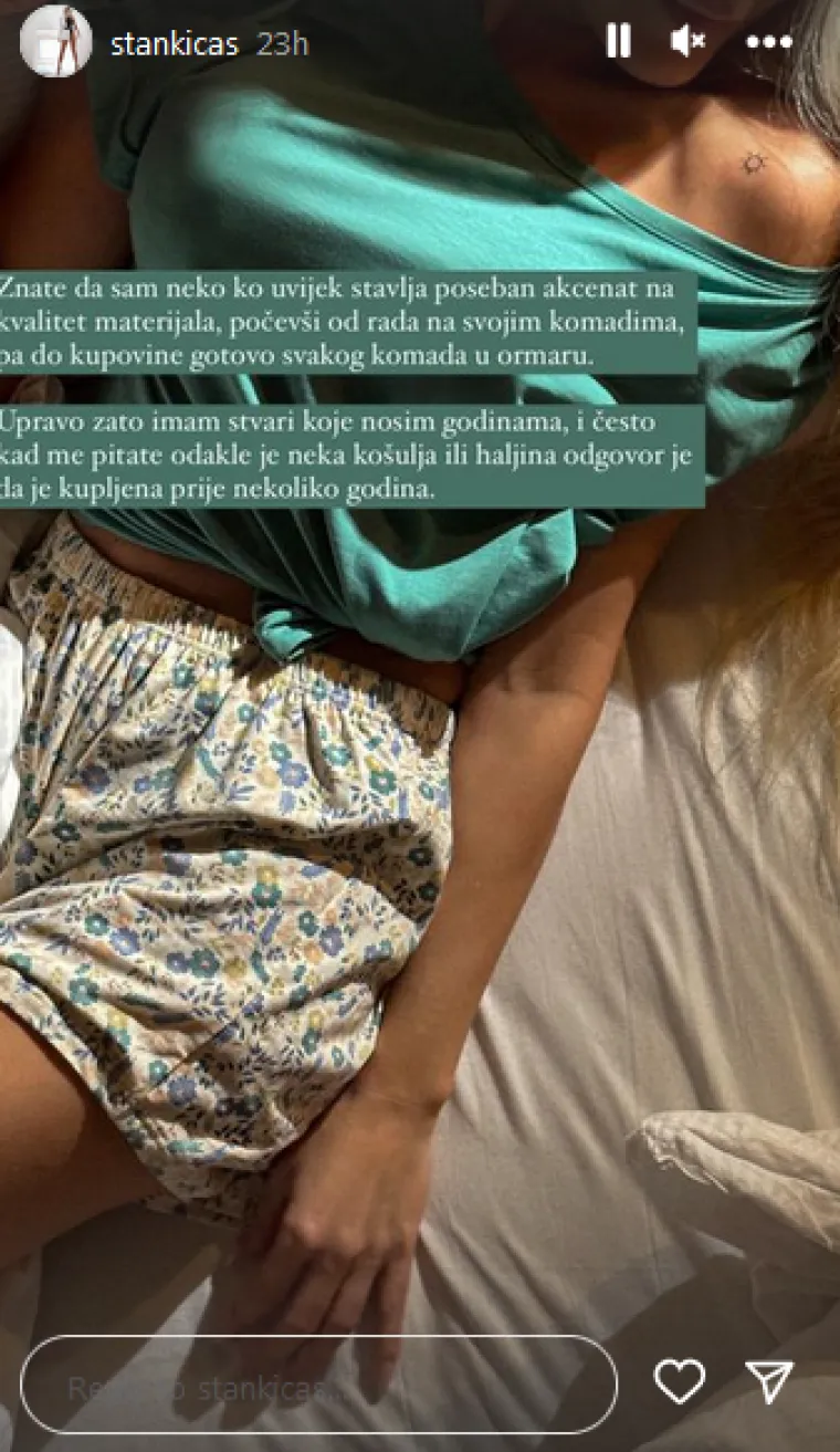 Stankica je pokazala nove grudi putem Instagram storyja na kojemu je raspravljala o materijalima koje koristi kako bi dizajnirala različite modne komade.