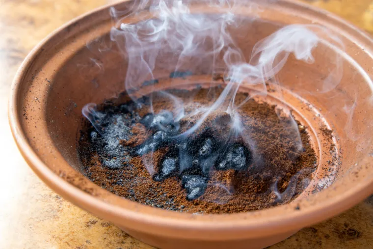 7. Spalite talog od kave. Ose mrze jak miris. Pokušajte reciklirati talog kave tako da ga stavite u vatrostalnu zdjelu i zapalite ga dok se ne zadimi. Ali budite oprezni, može se jako zagrijati, pa posudu držite izvan dohvata djece.