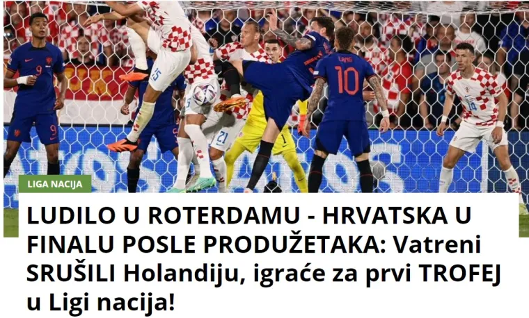 Srpski mediji klanjaju se Hrvatskoj: 'Nevjerojatno, Hrvati su preživjeli &scaron;ok i opet su u finalu. Pokazali su da su jedni od najboljih na svijetu'