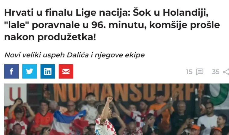 Srpski mediji klanjaju se Hrvatskoj: 'Nevjerojatno, Hrvati su preživjeli &scaron;ok i opet su u finalu. Pokazali su da su jedni od najboljih na svijetu'