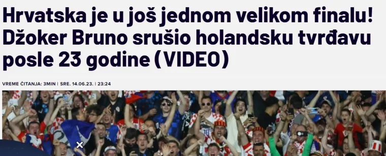 Srpski mediji klanjaju se Hrvatskoj: 'Nevjerojatno, Hrvati su preživjeli &scaron;ok i opet su u finalu. Pokazali su da su jedni od najboljih na svijetu'