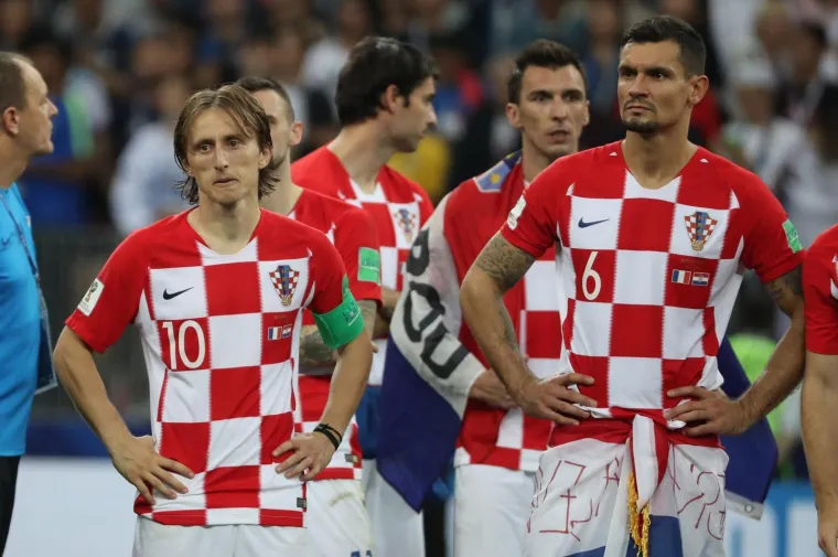 15.07.2018., stadion Luznjiki, Moskva, Rusija - Svjetsko nogometno prvenstvo 2018., finale, Francuska - Hrvatska. Luka Modric, Dejan Lovren Photo: Igor Kralj/PIXSELL