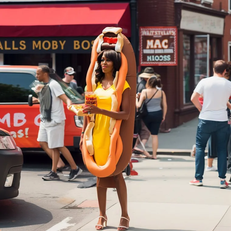 Michelle Obama kao prodavač hot dogova