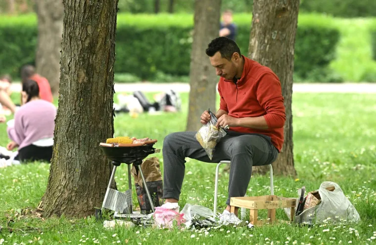 Kome cure sline? Momci na Jarunu vrtili janje na ražnju