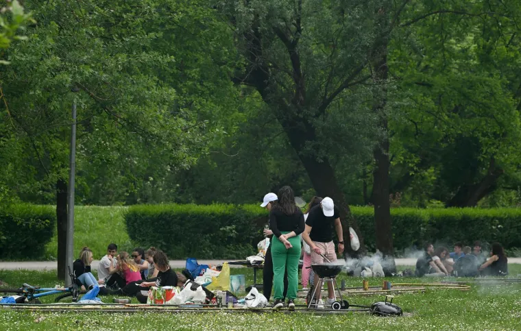Kome cure sline? Momci na Jarunu vrtili janje na ražnju