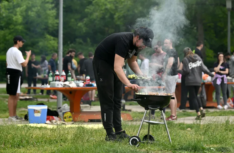 Kome cure sline? Momci na Jarunu vrtili janje na ražnju