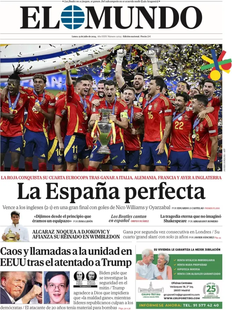 Ovako dan nakon finala Eura izgledaju naslovnice španjolskih i engleskih novina