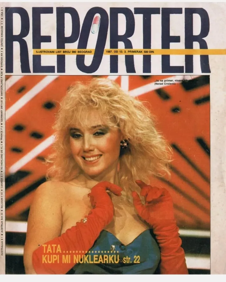 Lepa Brena na naslovnici &quot;Reportera&quot; (1987)