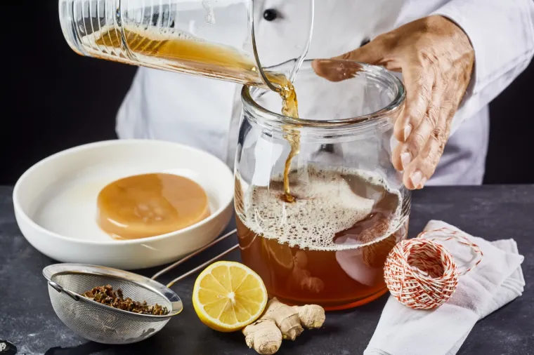Kombucha je prirodni probiotik koji pomaže u održavanju ravnoteže crijevne flore, pri čemu u tijelu zadržava korisne spojeve i tvari, a uklanja one štetne. Sadrži obilje organskih kiselina, probiotičkih bakterija i vitamina B skupine, te pruža brojne zdravstvene prednosti.