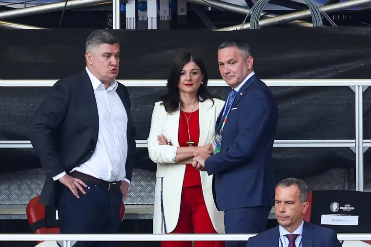 Leipzig. Predsjednik Milanović sa suprugom na susretu Hrvatske i Italije u 3. kolu skupine B na Europskom prvenstvu dana 24.06.2024.