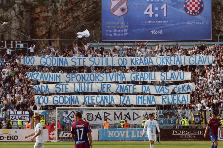 06.04.2014. Stadion Kantrida, Rijeka - MAXtv 1. HNL, 29. kolo, Rijeka - Hajduk. Poruka Armade Torcidi. 
