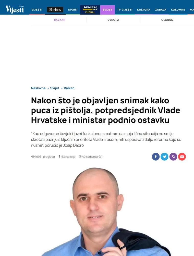 Pogledajte kako regionalni mediji pišu o snimci i ostavci bivšeg potpredsjednika Vlade