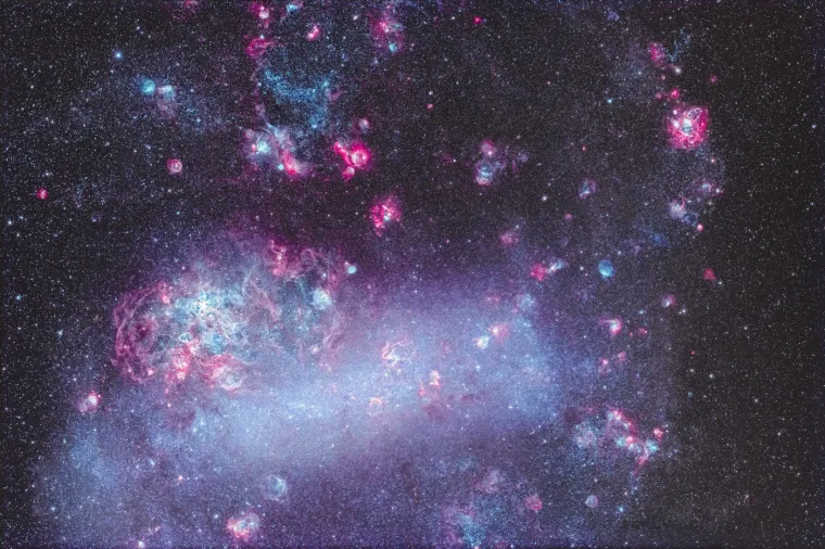 Veliki Magellanov oblak, galaksija koja se nalazi 160.000 svjetlosnih godina od nas, bogata je maglicama. Najpoznatija je Tarantula maglica (NGC 2070). Ovdje su također maglice poput NGC 1763 i NGC 2020, a većina njih je crvene ili cijan boje.