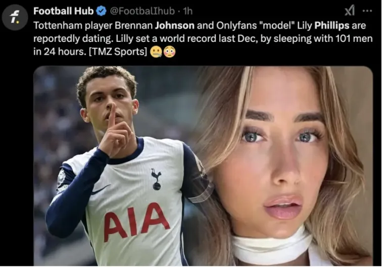 Engleska bruji o aferi Brennana Johnsona s engleskom porno glumicom koja je spavala sa 101 muškarcem. Zanimljivo, ali Lily Phillips nakon ovog ima novi podvig - analni odnos sa što više muškaraca. Zanima nas kako na to gleda Brennan Johnson i hoće li pritom biti u zaleđu, igrati u napadu ili malo više povućenije?