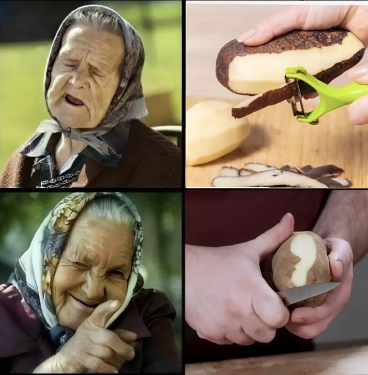Rezanje krumpira na pravi način, bakin način. Porezala se samo jednom u životu, ali samo zato što je u tom trenutku bilo napeto u turskoj sapunici.