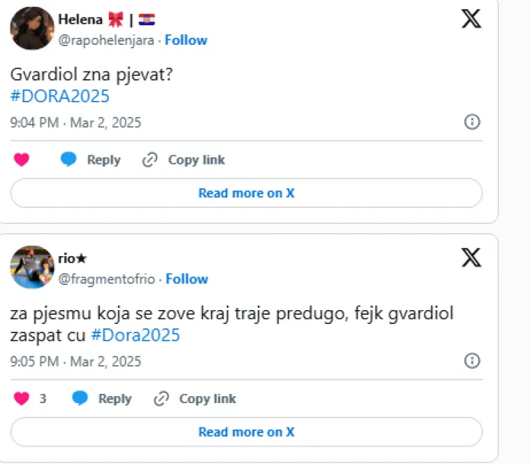 Ovo su komentari na dru&scaron;tvenim mrežama: 'Ana Brnabić na Dori?', Otkud Gvardiol na natjecanju'