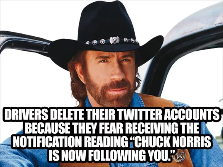"Vozači bri&scaron;u svoje Twitter račune jer se boje primiti obavijest: 'Chuck Norris vas sada prati'"