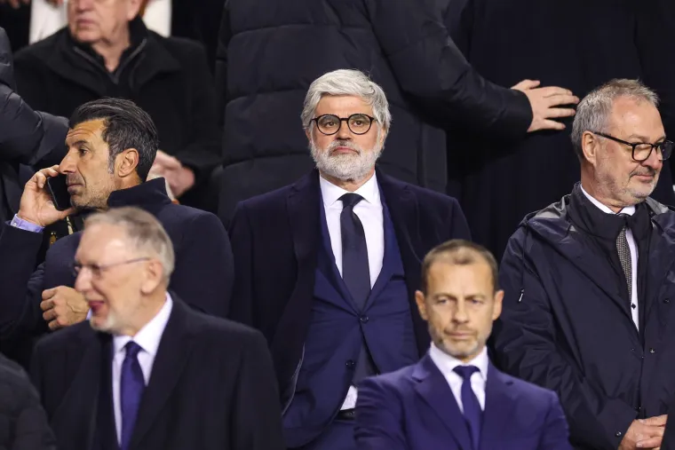20.03.2025., stadion Poljud - UEFA Liga nacija, četvrtfinale, prva utakmica: Hrvatska - Francuska. Luis Figo, Davor Božinović, Aljoša Asanović i Aleksander Čeferin.