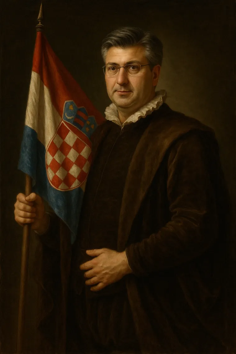 Dok je premijera Andreja Plenkovića, kako i priliči, prikazao kao državnika uz zastavu. 