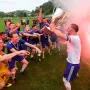 06.06.2023., Pusca - Finale nogometnog kupa NS Zapresić, NK Pusća - NK Sutla Laduc. Nikola Pokrivač slavi trofej. 