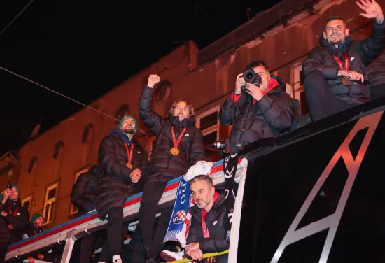 18.12.2022., Zagreb - Svecani docek hrvatske nogometne reprezentacije u Zagrebu nakon osvojenog treceg mjesta na Svjetkom prvenstvu u Katru. Photo: Marko Lukunic/PIXSELL