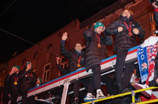 18.12.2022., Zagreb - Svecani docek hrvatske nogometne reprezentacije u Zagrebu nakon osvojenog treceg mjesta na Svjetkom prvenstvu u Katru. Photo: Marko Lukunic/PIXSELL