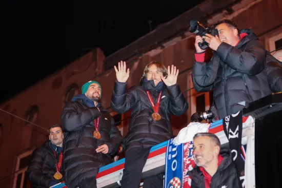 18.12.2022., Zagreb - Svecani docek hrvatske nogometne reprezentacije u Zagrebu nakon osvojenog treceg mjesta na Svjetkom prvenstvu u Katru. Photo: Marko Lukunic/PIXSELL