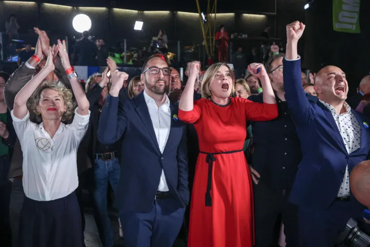 Doček izbornih rezultata za Hrvatski saboru u stožeru političke platforme Možemo! u Tvornici kulture. Ivana Kekin, Tomislav Tomasević, Sandra Benčić