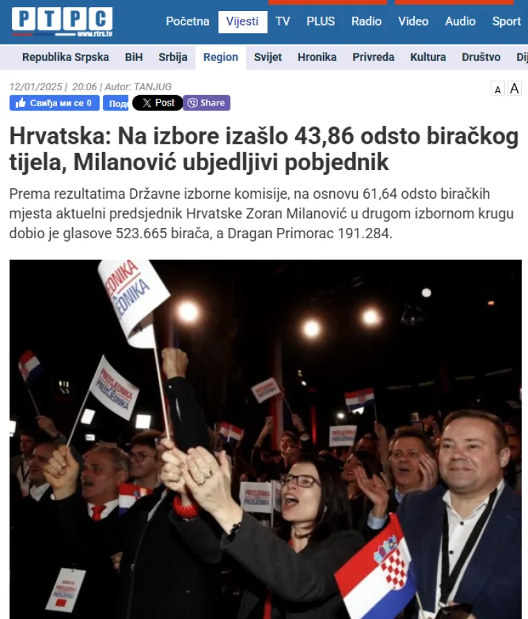 Regionalni portali vrište o pobjedi Milanovića: 'Sravnio je HDZ! Suze i zagrobna atmosfera'