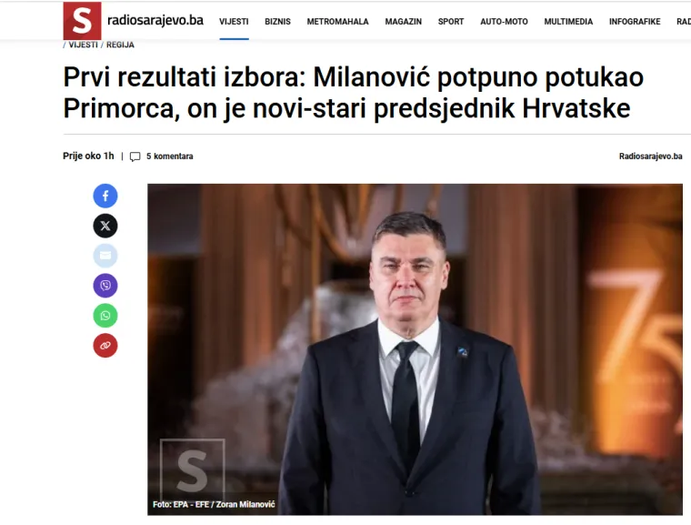 Regionalni portali vrište o pobjedi Milanovića: 'Sravnio je HDZ! Suze i zagrobna atmosfera'