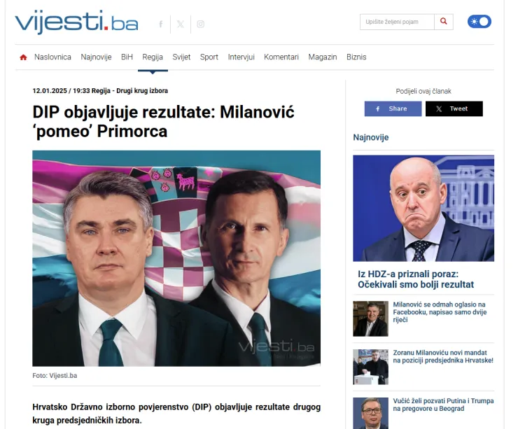 Regionalni portali vrište o pobjedi Milanovića: 'Sravnio je HDZ! Suze i zagrobna atmosfera'