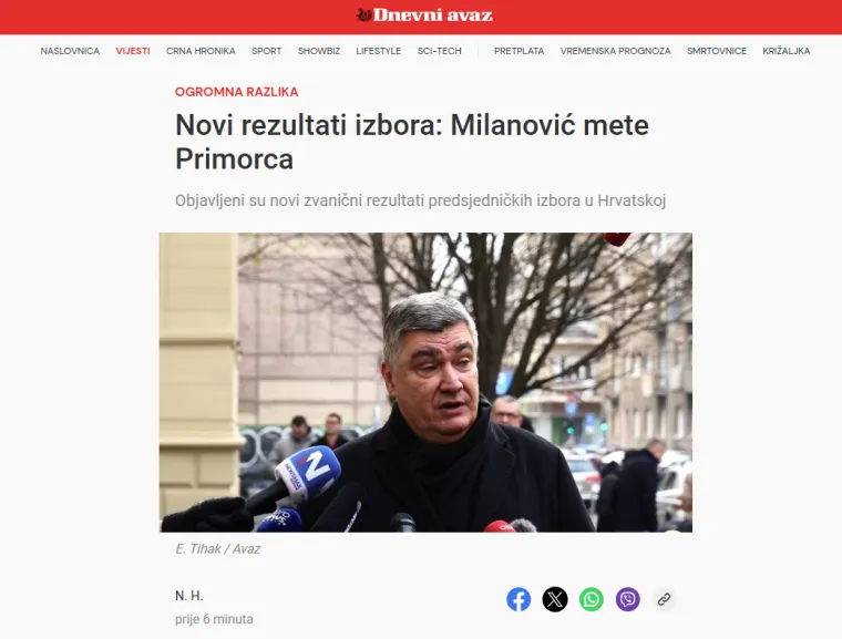 Regionalni portali vrište o pobjedi Milanovića: 'Sravnio je HDZ! Suze i zagrobna atmosfera'