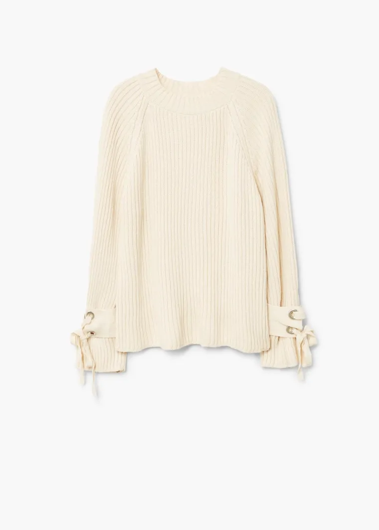 Rebrasti pulover s rukavima na vezanje, Mango, 349,90 kuna