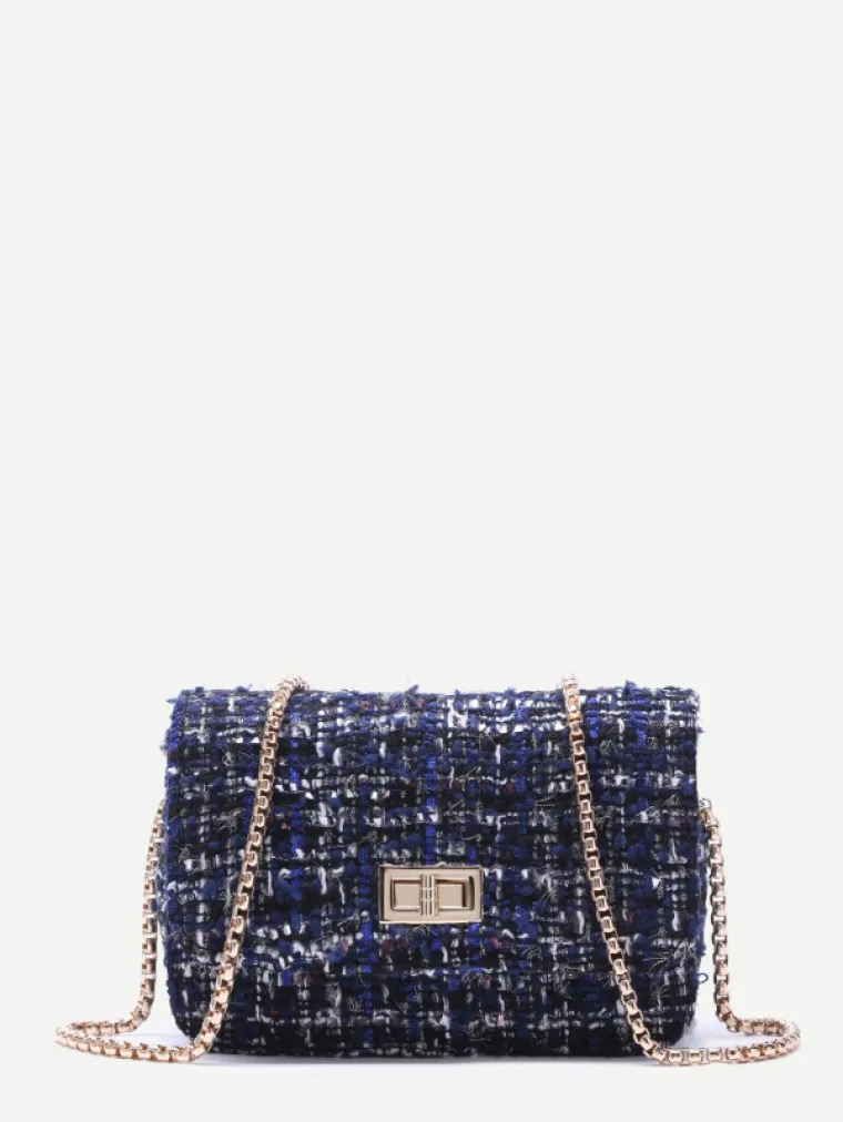 Royal blue torbica izvezena svjetlucavim koncem, SheIn, 136,59 kuna