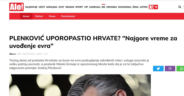 Srpski mediji se raspisali o divljačkom dizanju cijena u Hrvatskoj: 'Hrvati u mukama, čim je uveden euro nastao je kaos'