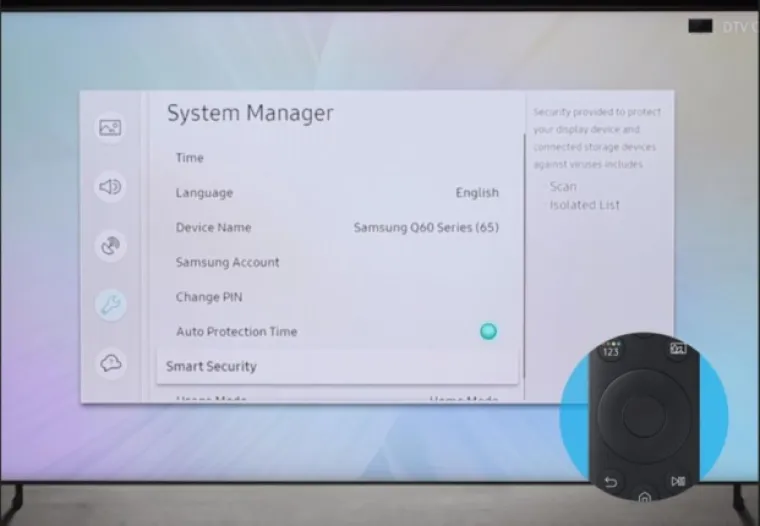3. Pod opcijom "System Manager" (Upravitelj Sustava) odaberite opciju "Smart Security" (Zaštita)