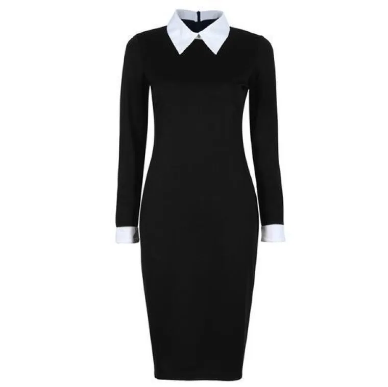 Crna pencil haljina s kragnom, Chic Porter, 230,00 kuna