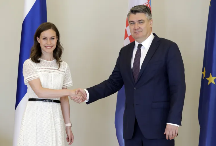 Predsjednik Zoran Milanović primio je predsjednicu Vlade Republike Finske Sannu Marin u Uredu predsjednika RH