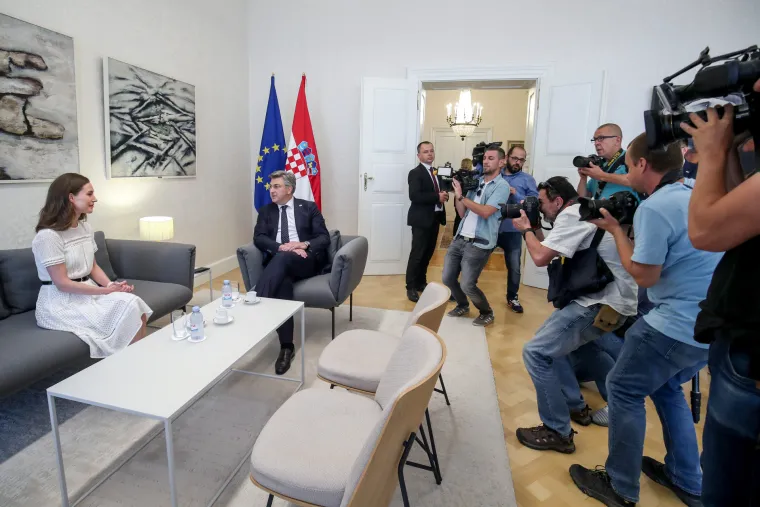 Predsjednica Vlade Republike Finske Sanna Marin prilikom službenog posjeta Republici Hrvatskoj sastala se s predsjednikom Vlade Republike Hrvatske Andrejem Plenkovićem