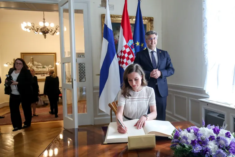 Predsjednica Vlade Republike Finske Sanna Marin prilikom službenog posjeta Republici Hrvatskoj sastala se s predsjednikom Vlade Republike Hrvatske Andrejem Plenkovićem