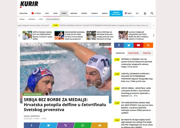 Srpski portali u šoku nakon poraza Delfina: 'Bolan poraz od Hrvata, prejaki su za nas'