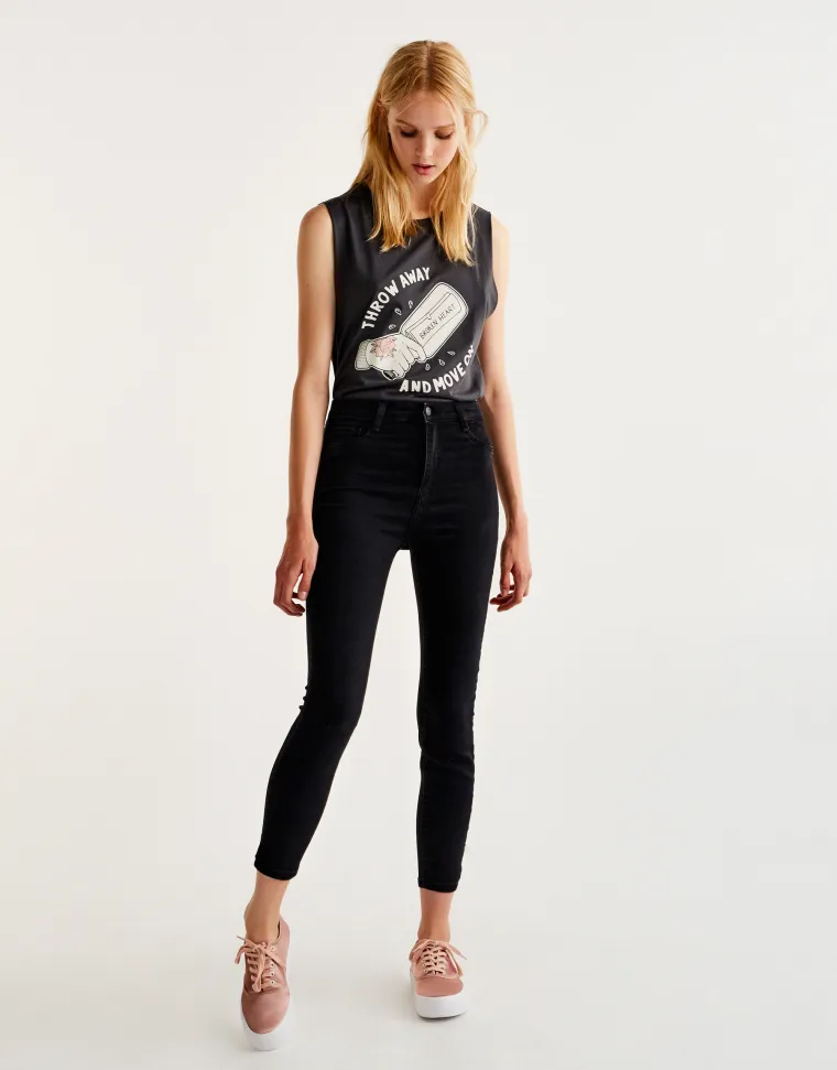 Crne skinny traperice visokog struka, Pull&amp;Bear, 99,90 kuna