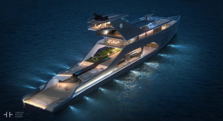 LUKSUZ NA KVADRAT: Ovaj 108-metarski koncept superjahte ima sve što možete poželjeti, a to uključuje heliodrom, vrt i - plažu