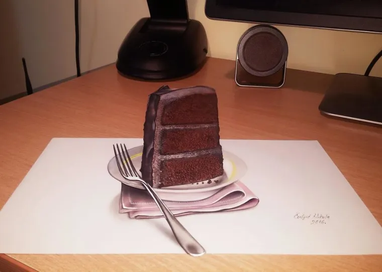 CURE VAM SLINE NA OVAJ SLASTAN KOLAČ? Ali on nije ono što mislite, pogledajte ostale genijalne 3D iluzije