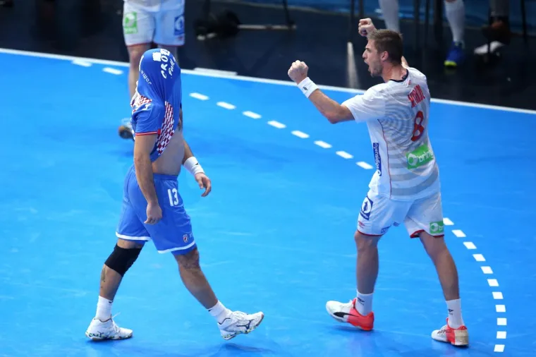 27.01.2017., AccorHotels Arena, Pariz, Francuska - 25. svjetsko prvenstvo u rukometu 2017., polufinale, Hrvatska - Norveska. Zlatko Horvat, Peter Overby.