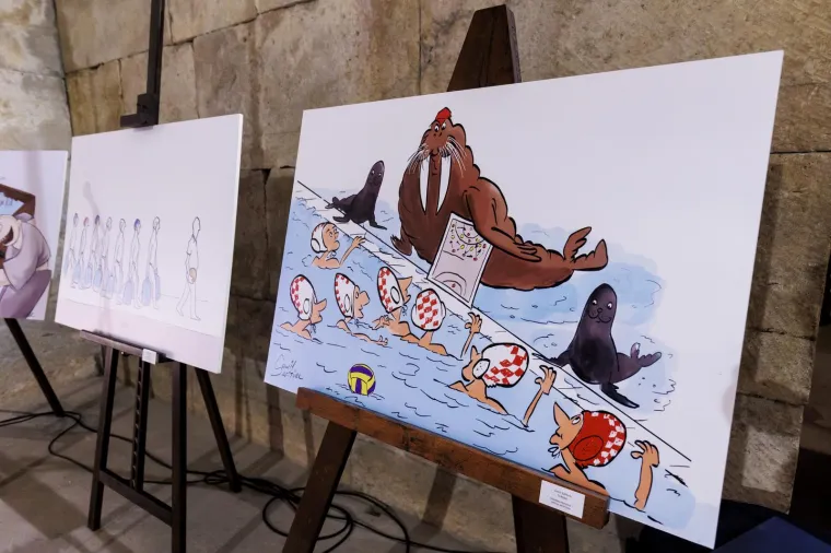 Ususret EP-u: Pogledajte kako izgleda izložba vaterpolskih karikatura u Dioklecijanovim podrumima