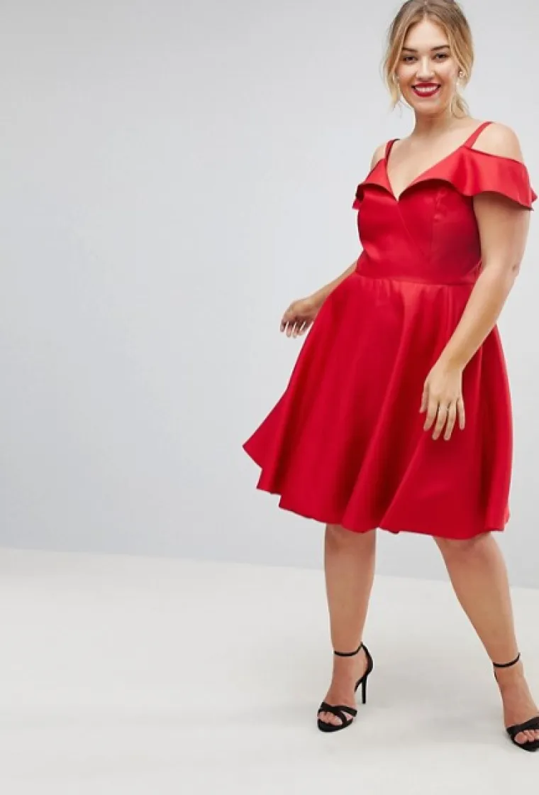 Crvena haljina otvorenih ramena, Asos, 670,50 kuna