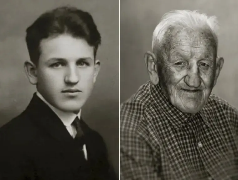 Stanislav Spáčil imao je 17 godina na prvoj fotografiji (1908). Danas ima 102 godine./Jan Langer
