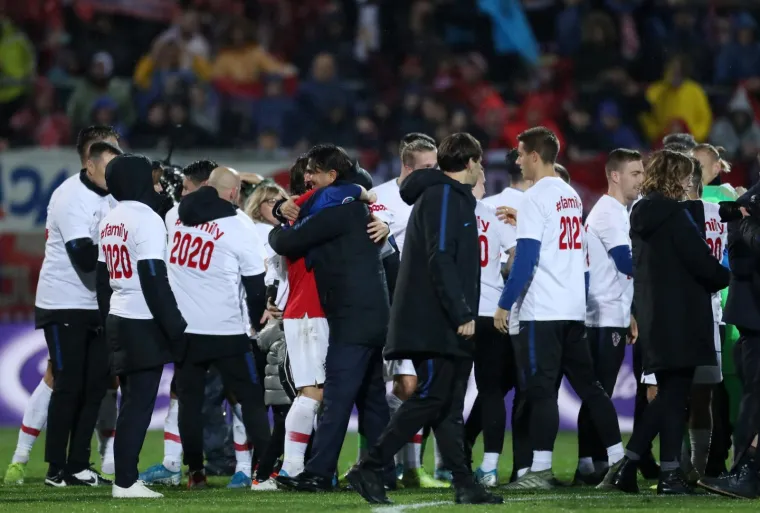 16.11.2019., stadion HNK Rijeka, Rijeka - Kvalifikacije za Europsko prvenstvo, skupina E, 9. kolo, Hrvatska - Slovacka. Slavlje Hrvatske. 
Photo: Igor Soban/PIXSELL